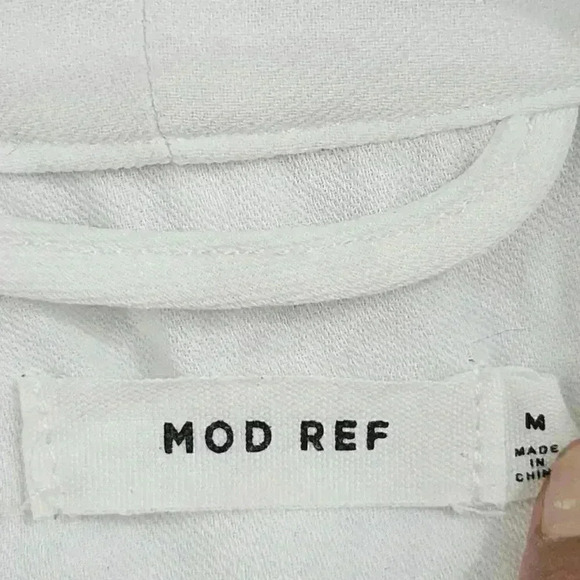 Mod Ref Open Front White Blazer Women's M Ruched Sleeve 3441C - Picture 4 of 8